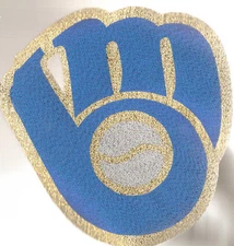 LARGE METALLIC MILWAUKEE BREWERS TB IRON-ON PATCH