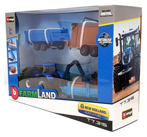 Burago 1/50 Scale 18-31668NH - New Holland Tractor T7.315 & 3 Trailers - Picture 2 of 5