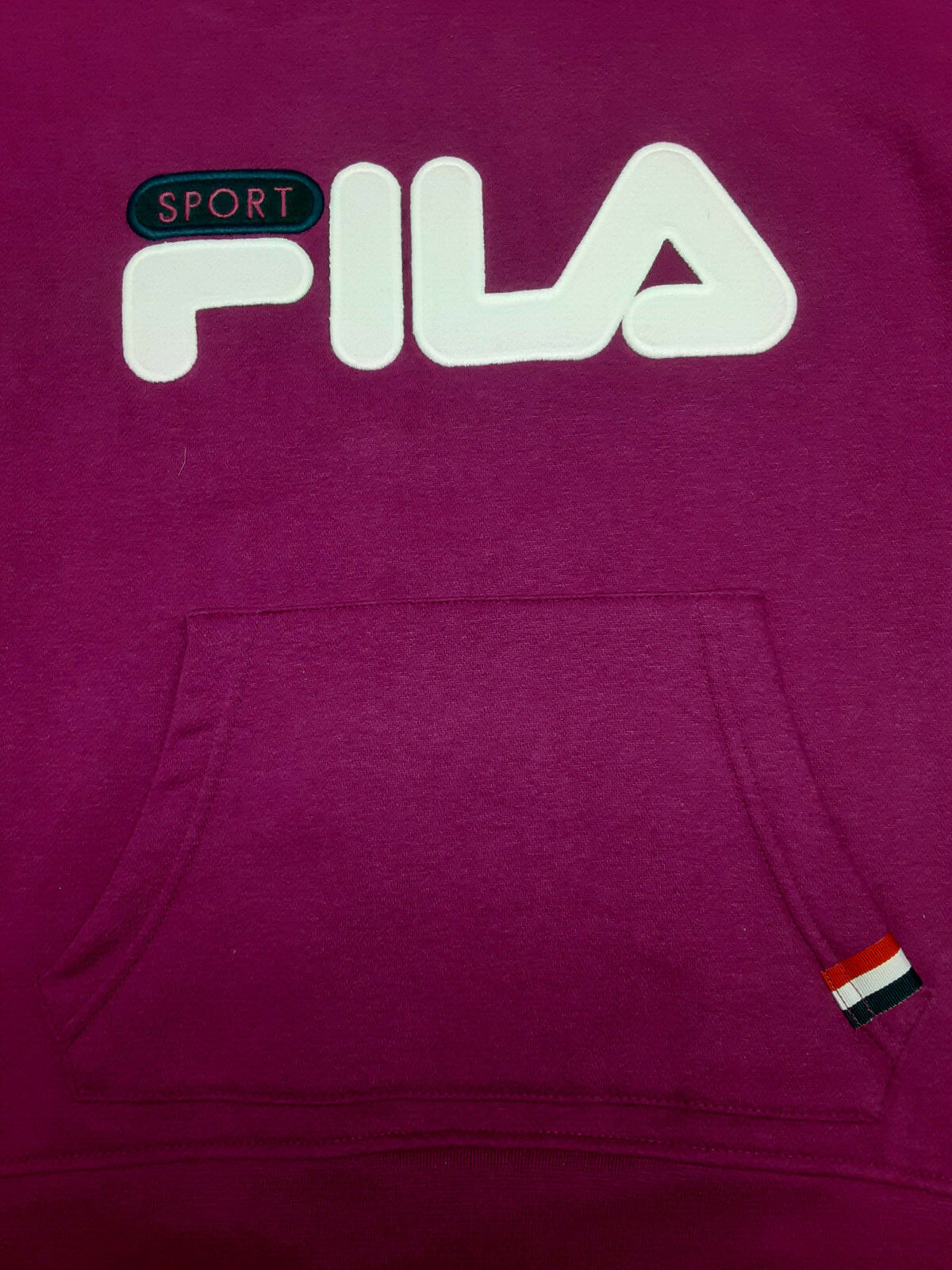 FILA SPORT Giacca donna manica lunga con cappuccio viola con logo e tasche taglia S