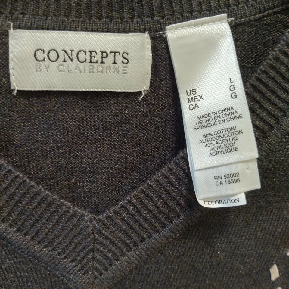 Concepts Mens Sweater Large Black Long Sleeve Sweatshirt Pullover Plaid Casual - Image 4 of 4