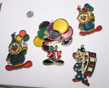 Vintage STAINED GLASS CLOWNs Window SunCatchers Lot of 4 Pieces