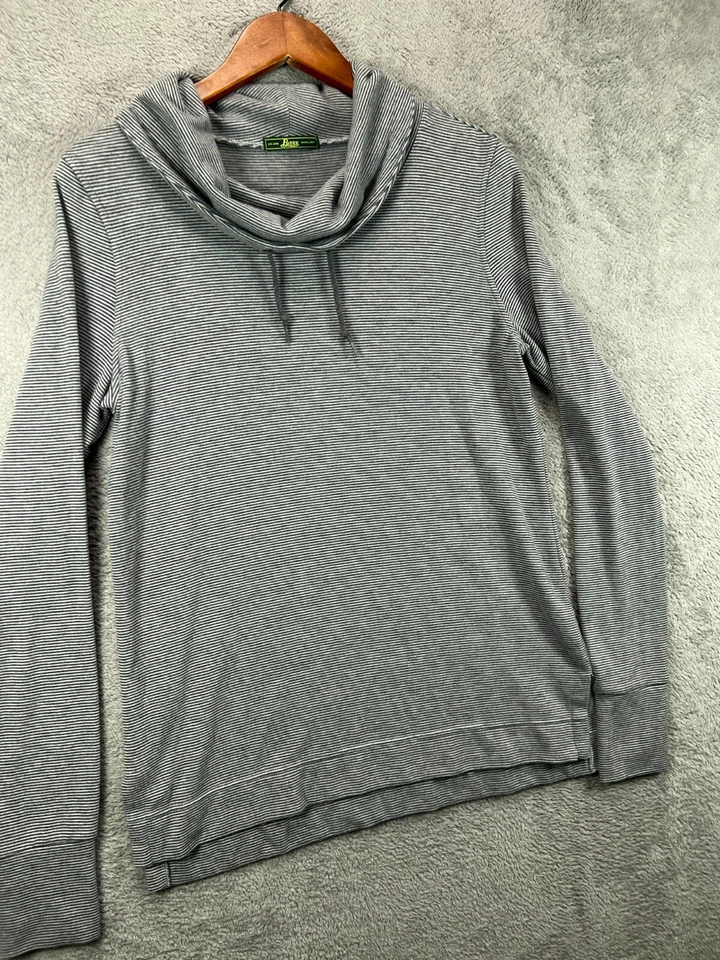 BASS Tops Womens Medium Shirt Gray Striped Knit Cowl Long Sleeve Ladies Pullover - Image 4 of 4