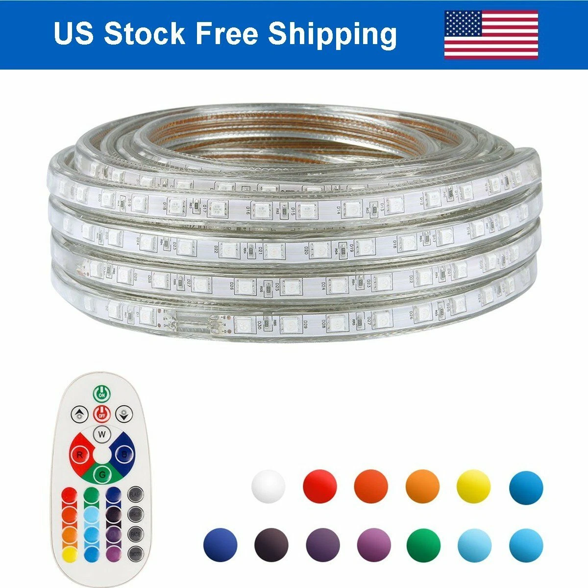 Christmas LED Strip Rope Lights Waterproof Multi-Color Remote Changing Lights US
Opens in a new wind