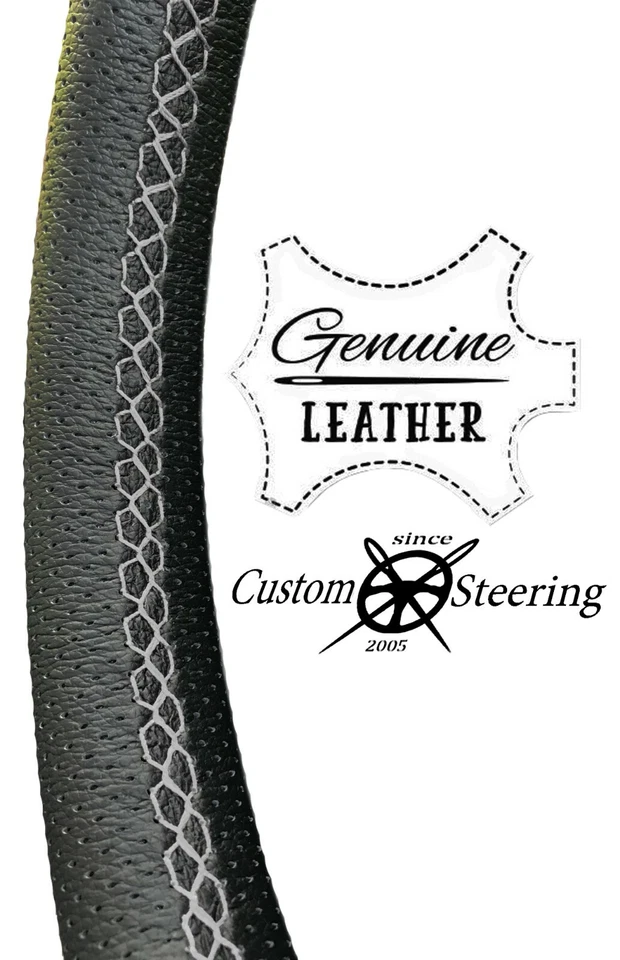 Para Land Rover Defender Negro Cuero Perforado Volante Cubierta Gris Pegatina - Imagen 2 de 4