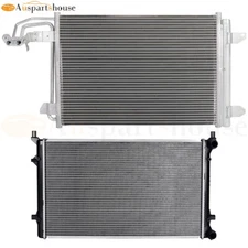 Aluminum Radiator &AC Condenser Cooling Kit For 10-14 Volkswagen Golf Jetta 2.5L