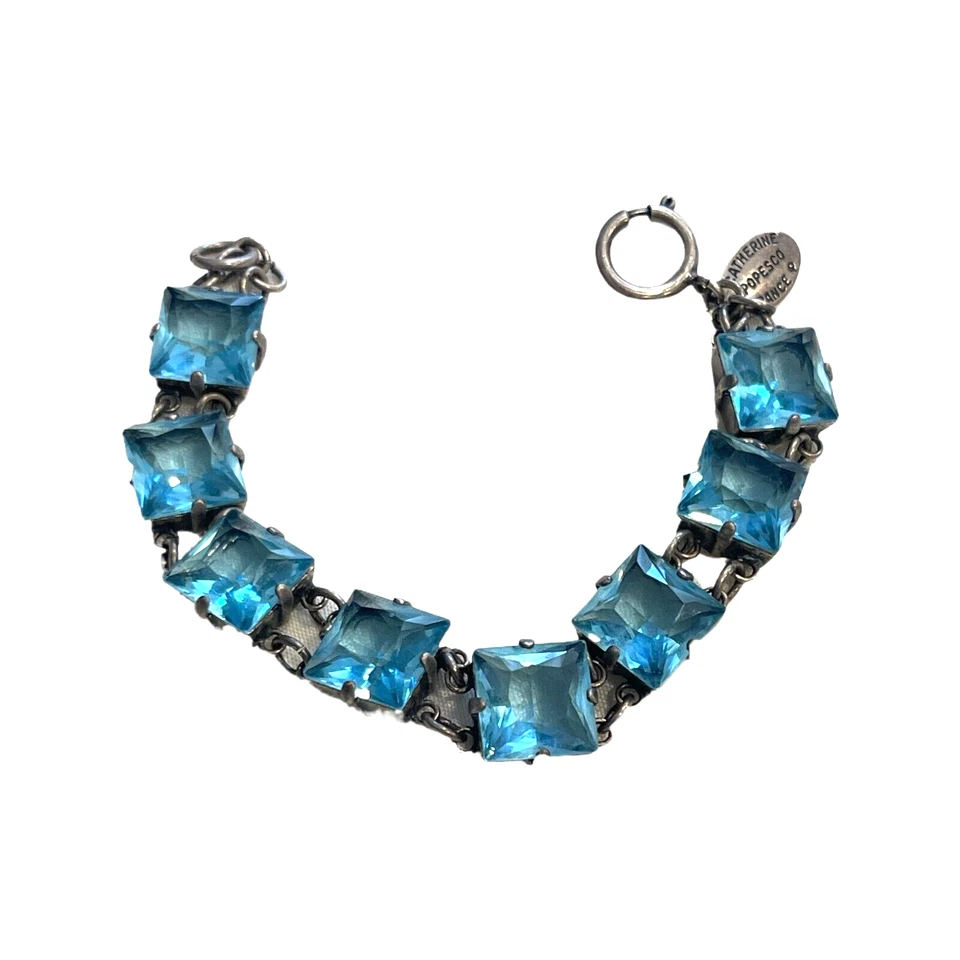Pulsera Catalina Popesco de Francia Tono Plata Cristal Azul Foto 3 de 4