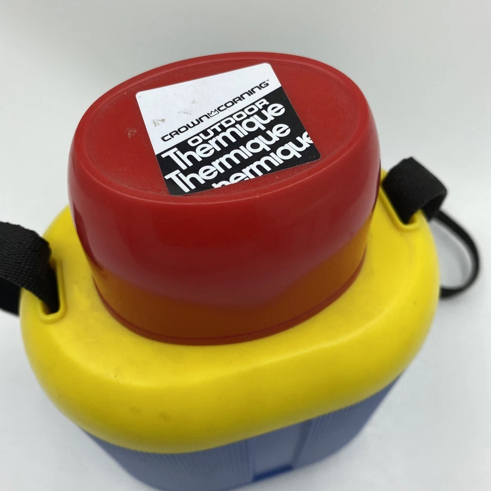 Termo térmico vintage Crown Corning Kids exterior con correa para el cuello Japón Foto 2 de 4
