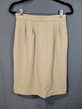 Lands End Women's Lined, Tan Pencil Skirt Size 10 25" Length USA Made Pockets
