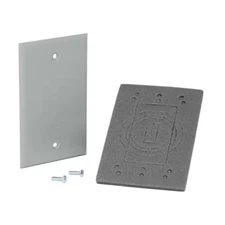 1-Gang Blank Metallic Weatherproof Cover, Gray – Durable & Protective