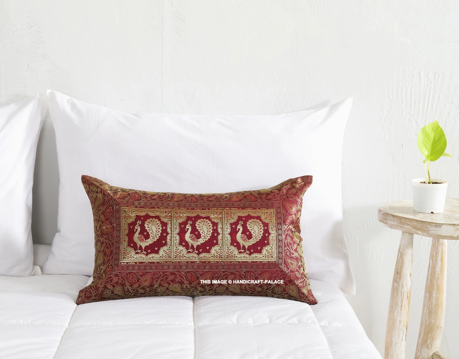 Brocade Silk Cushion Cover Indian Home Decorative Sofa Pillow Case Throw 12X20"