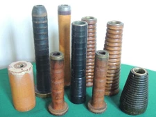Lot 9 Vintage Large Industrial Wood Bobbin Spool Primitive Wooden Textile Decor