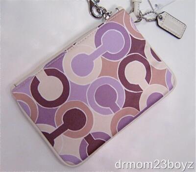 New NWT Coach Signature Julia Wristlet Wallet Purse Ivory Lavender