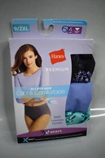 3 Pack Hanes Tagless Hi-Cut Briefs Panties Womens 9/2XL - NEW