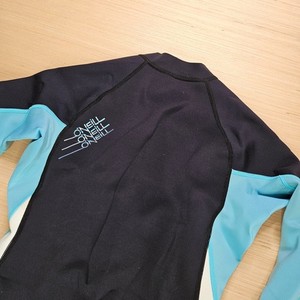 O'Neill Bahia Wetsuit Jacket Women 4 Black Blue Long Sleeve Front Zip 1mm