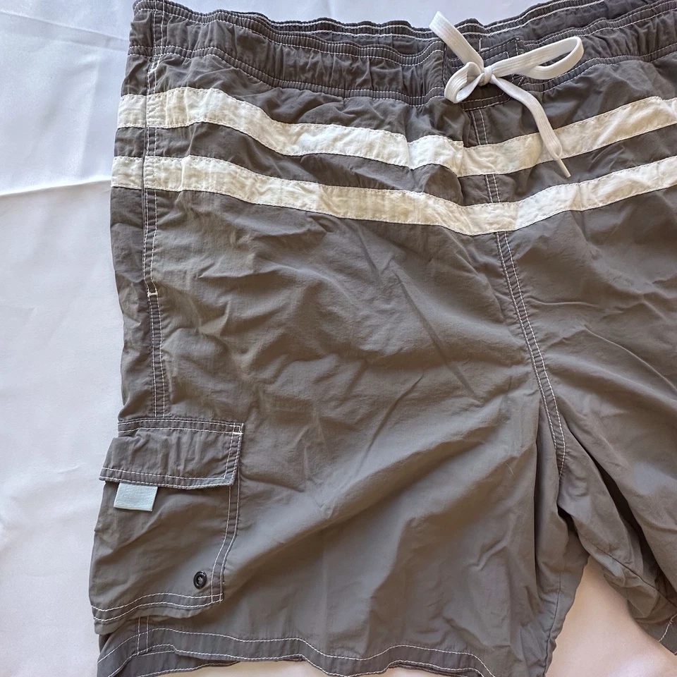 Merona Bañador Hombre Gris Blanco Rayas Cordón Bolsillos XXL Foto 3 de 4