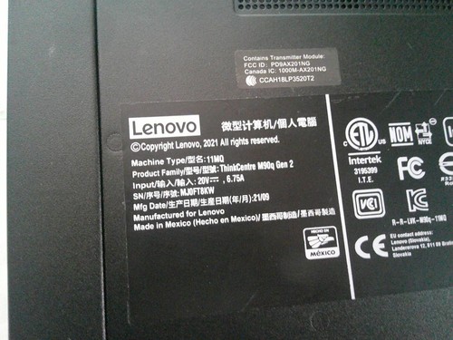 Lenovo ThinkCentre M90Q Gen2 Core i5-11500 2.70GHz 16GB 256GB SSD W11 (D3076B) - Picture 5 of 5