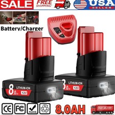 For Milwaukee for M12 8.0Ah LCD Battery 12V LITHIUM Extended Capacity 48-11-2460