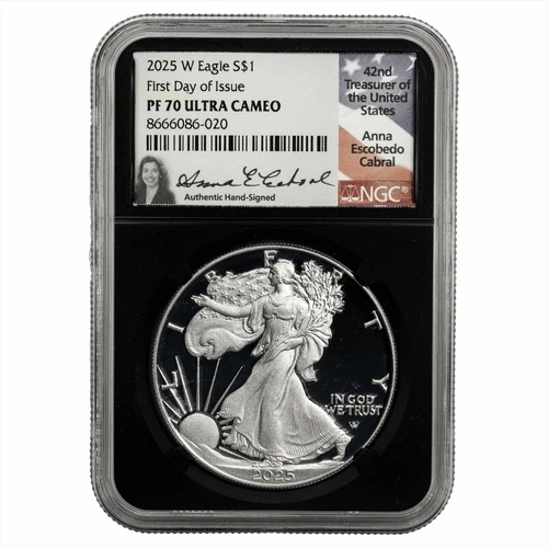 2025W American Silver Eagle $1 Anna Cabral Signature FDOI NGC PF 70 UCAM