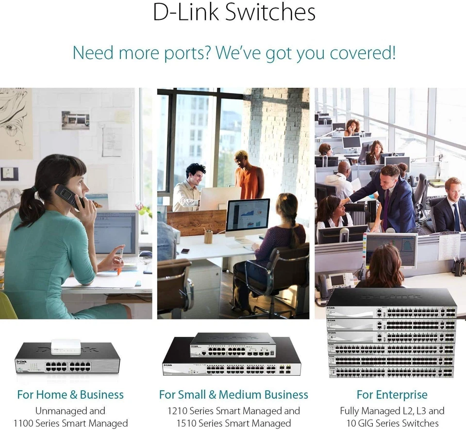 Ethernet Switch, 16 Port Gigabit Unmanaged Fanless Network Hub Desktop or Rac... - Image 2 of 4