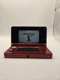 Nintendo 3DS Metallic Red Console System with 7 GamesNo Charger No Stylus 