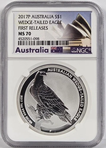 2017 P Australia S$1 Wedge-Tailed Eagle First Releases MS 70 NGC
