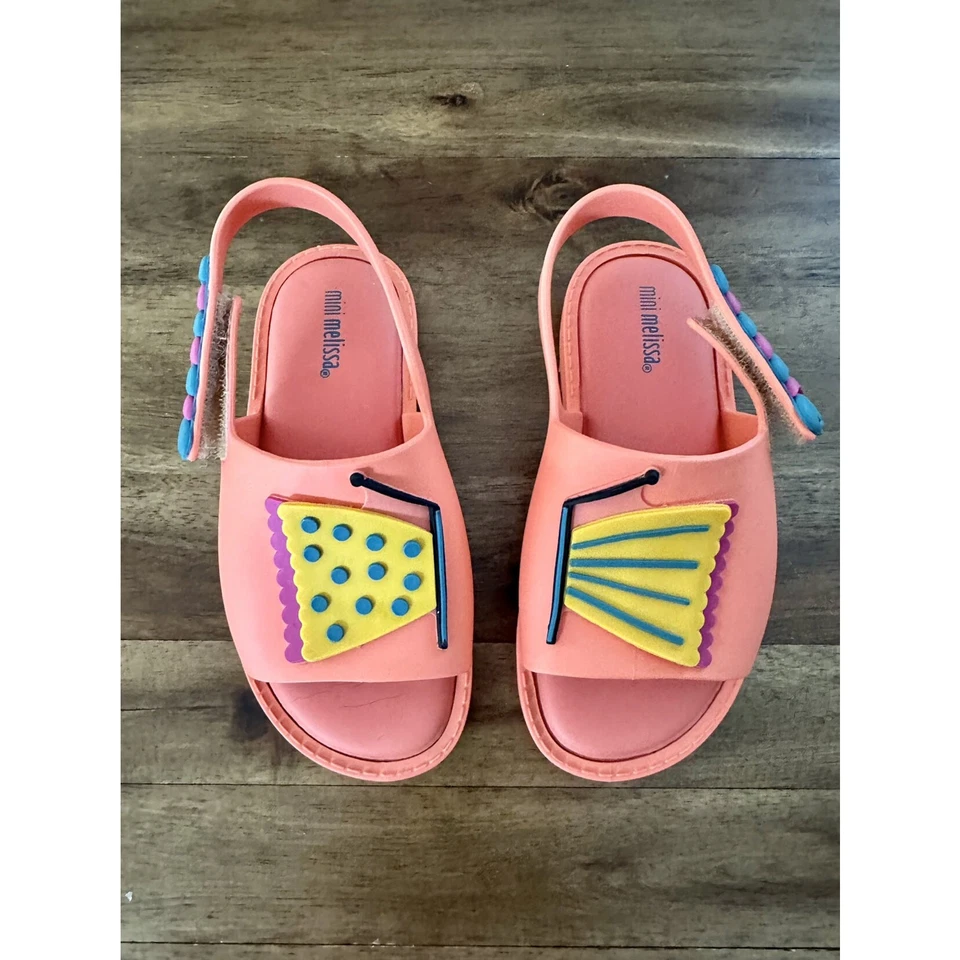 Mini Melissa Mia Fabula Coral Naranja Amarillo Azul Mariposa Sandalias Cordones 9 Foto 2 de 4