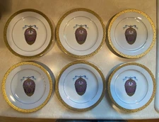 Set of 12 Gold Buffet Royal Gallery Purple Faberge Egg 8.5" Salad Plates 1991