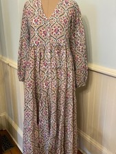 Vintage Ibiza 100% cotton floral colorful maxi dress boho Size M