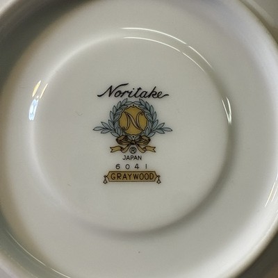 2 Sets Noritake Graywood 6041 Teacup & Saucer Set Gray Laurel Japan