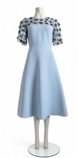 Valentino Womens Blue Embroidered Midi Dress Size 40