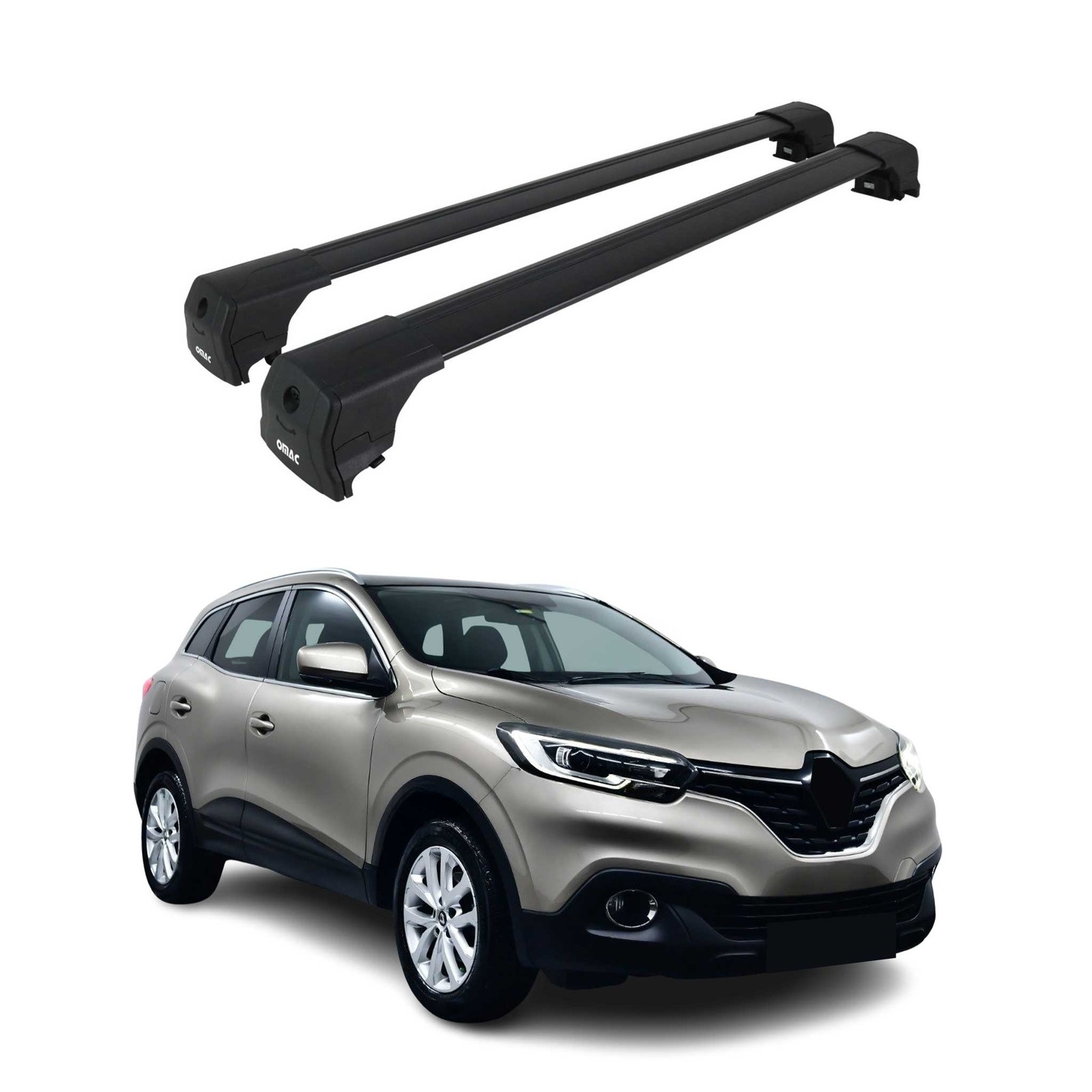 Barres de toit en aluminium noir pour Renault Kadjar 2015-2022 finition premium