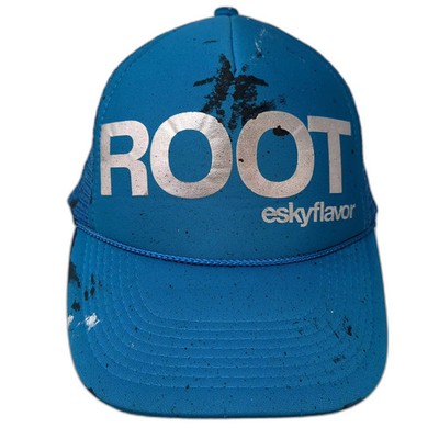 eskyflavor Trucker Hat Blue Black Root Paint Splatter Mesh Foam OS Adjustable