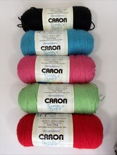 Lot of 5 Caron Simply Soft Yarn 6oz /315 yds - 4 Worsted Acrylic Mixed Colors