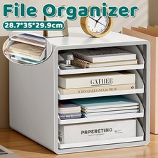4 Tier A4 Drawer File Cabinet Office Desk Document Organiser Storage Box AU
