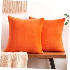 Fall Orange Throw Pillow Covers Decorative 18" x 18" Pack of 2 Bright Orange
