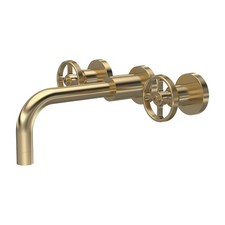 Nuie Revolution Wall Mounted Basin Mixer Tap without Waste - Brushed Brass