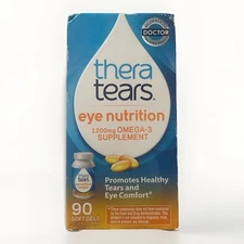 TheraTears Eye Nutrition 1200mg Omega 3 Supplement 90ct Softgels exp8/27 NEW