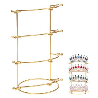 Hemobllo 4 Tier Crown Display Stand for Wedding Headbands and Tiara Storage O...