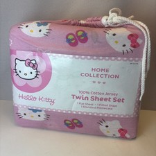VTG 2006 Hello Kitty Pink Home Collection 100 Cotton Twin Sheet Set NEW 