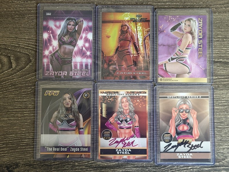 Zayda Steel - Autograph Card Lot (Qty: 6) AEW ROH WWE ID - Marigold Rookie RC