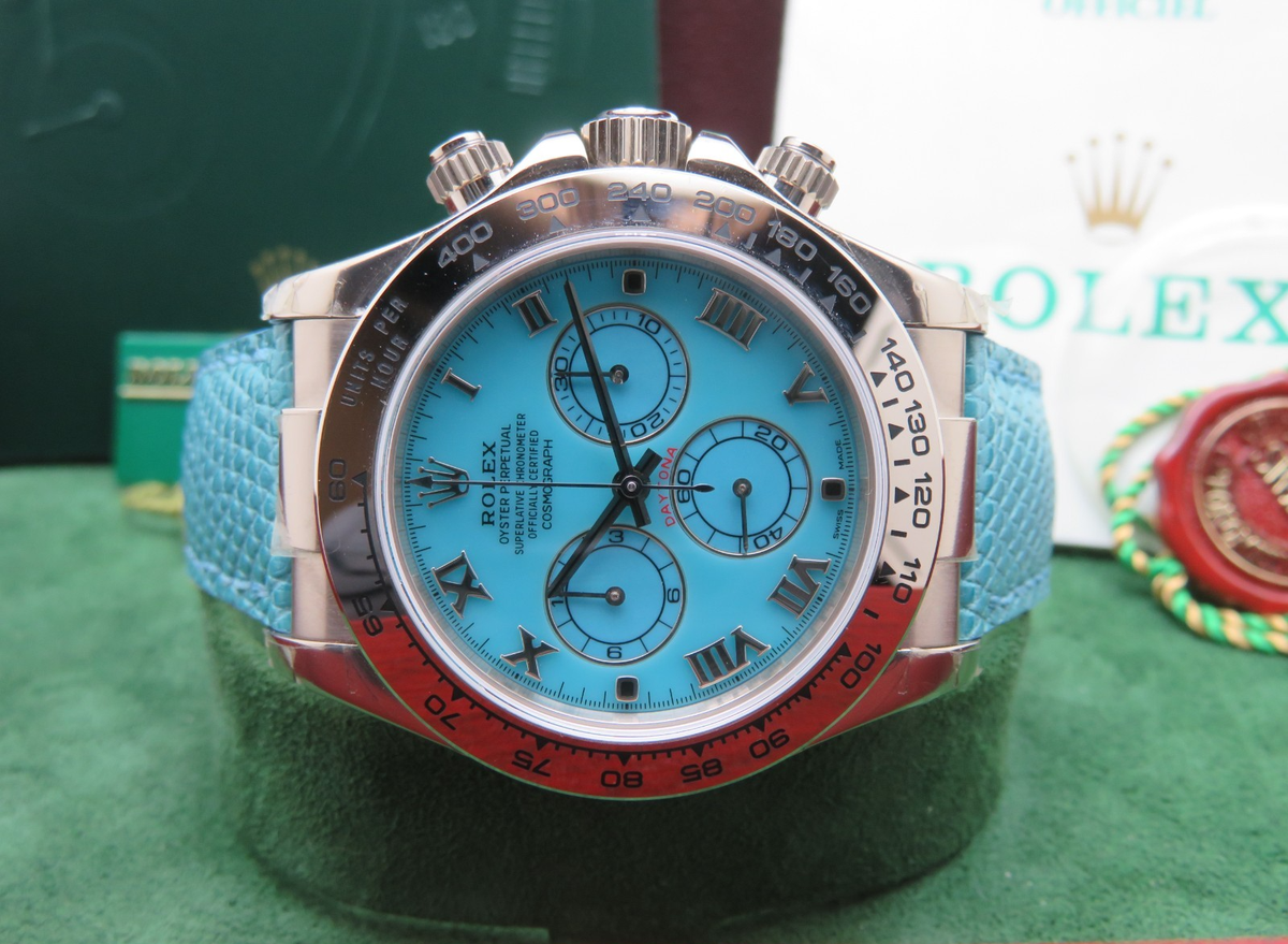 2000 Rolex Daytona 116519 Turquoise Dial 18k White Gold Wristwatch