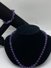 Silver Tone Assorted Amethyst Necklace & Bracelet Bundle 2 pcs 53.7g — photo 1