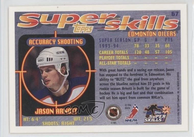 1995-96 Topps Super Skills Jason Arnott #67 - Image 2 of 2
