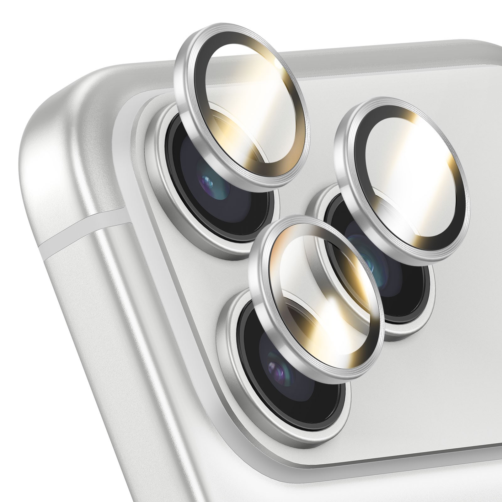 Protection objectif caméra iPhone 17 Pro et Pro Max argenté anti-rayures