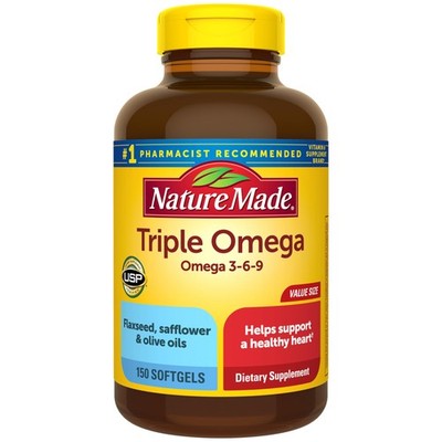 Nature Made Triple Omega 3 6 9 Supplements, Flaxseed, 150 count