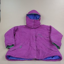 Patagonia Women  s Size 12 Winter Jacket Hooded Ski Pink Full Zip 90's EUC 