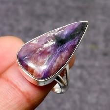 Russian Charoite Gemstone 925 Sterling Silver Jewelry Ring Size 6.5