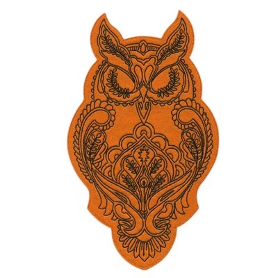 Große Eule, Adler-Eule - orange Aufnäher/Abzeichen bestickt