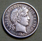 1907 United States Silver Barber Dime XF Choice Details - Lot 1661