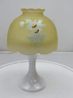 Westmoreland Fairy Lamp Satin Yellow Daisy White Milk Glass Bottom Vintage Glass